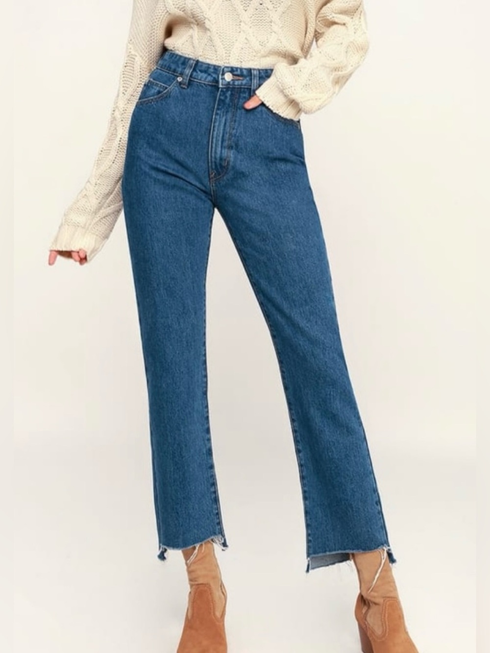 Rollas womens jeans size 30 blue cropped straight leg dark wash free people